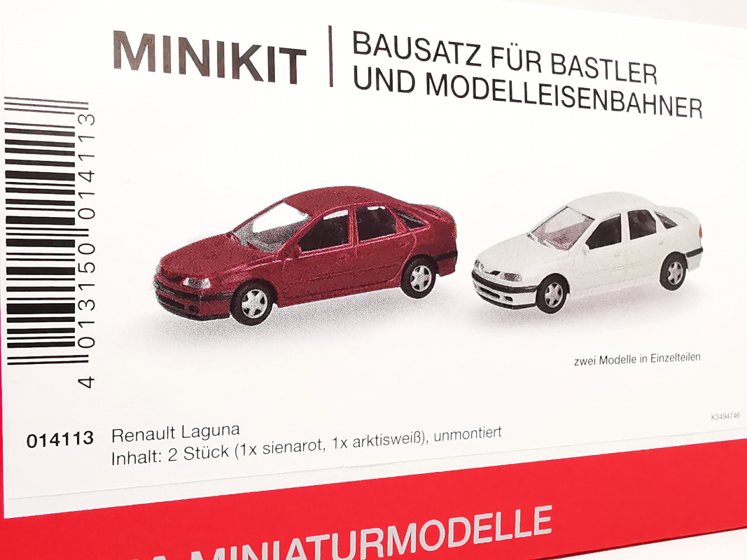 014113 Renault Laguna Sienarot und Arktisweiß, 2 Stück Herpa