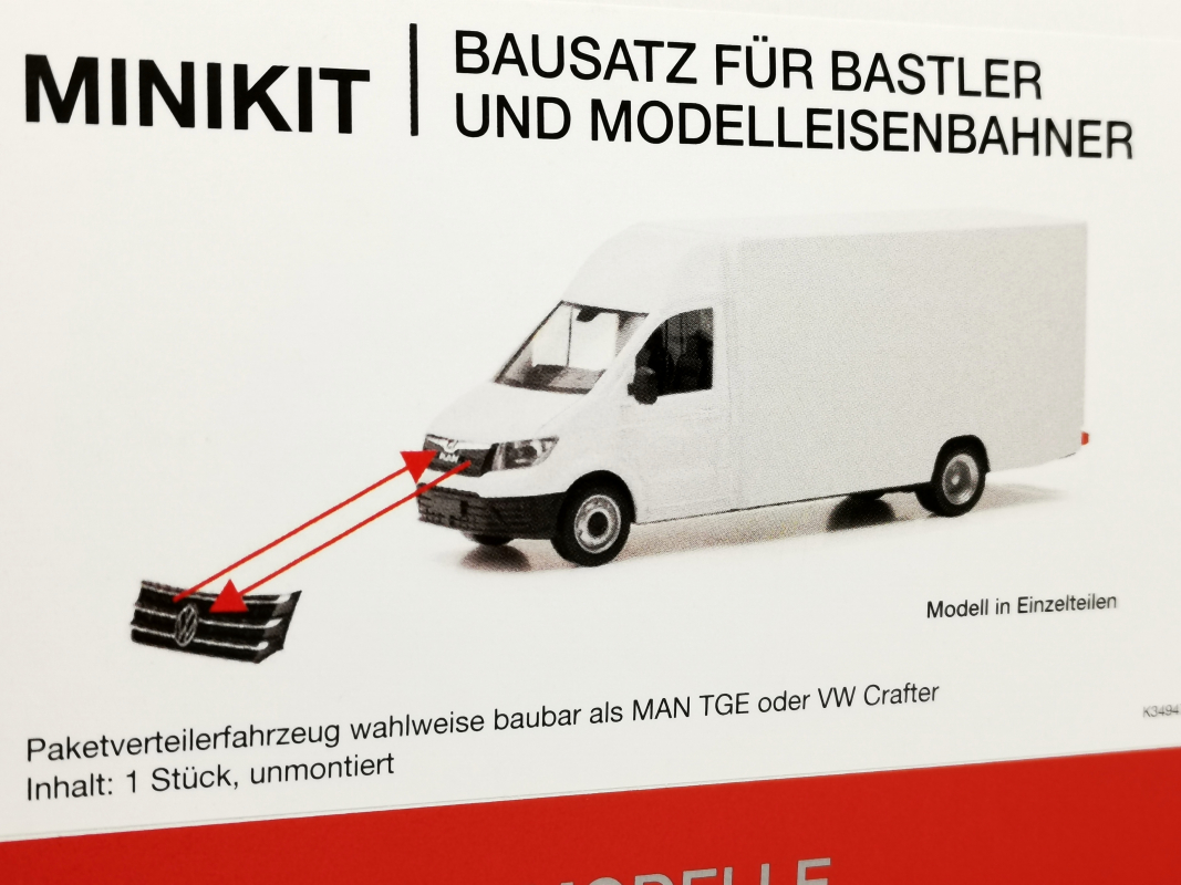 014076  MAN TGE/Volkswagen (VW) Crafter Paketverteilfahrzeug, weiß Herpa