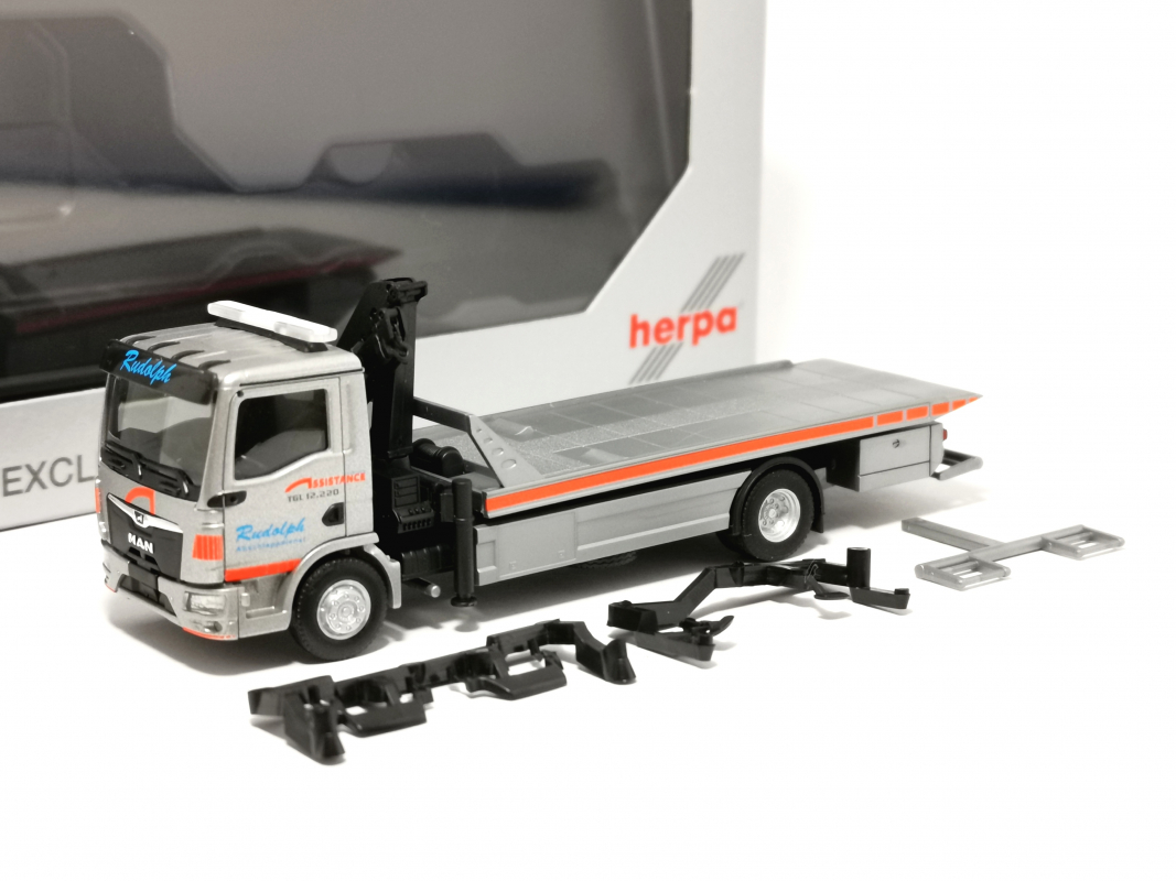 957960 MAN TGL CC Plateau-Abschleppfahrzeug "Abschleppdienst Rudolph" Herpa