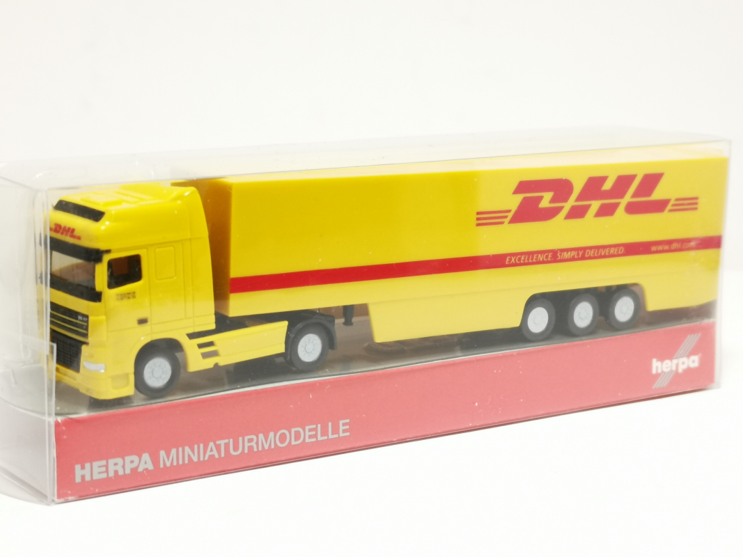066044 DAF XF Koffer-Sattelzug "DHL" Herpa Achtung Maßstab 1:160