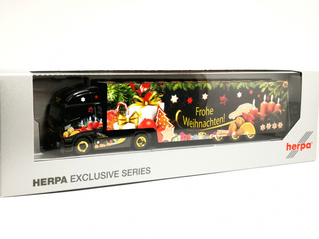 308960 Iveco Stralis XP Koffer Sz "Weihnachtstruck 2018" Herpa