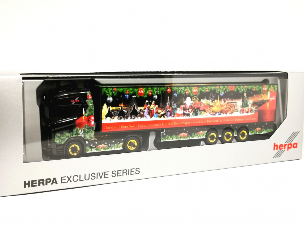 307789 Scania CS 20 HD Koffer-Sattelzug "Herpa Weihnachtstruck 2017" Herpa