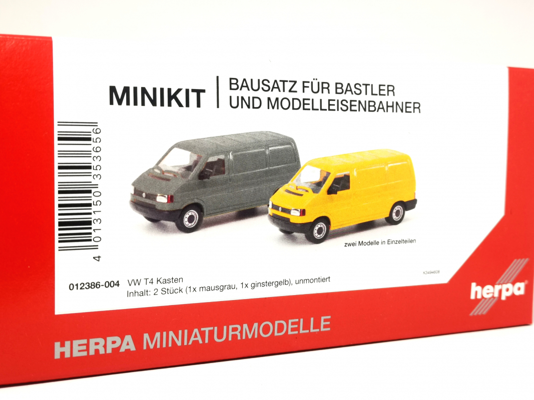 012386-004 MiniKit VW T4 Kasten, grau/ginstergelb Herpa