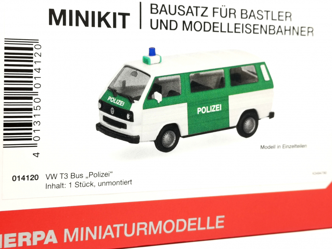 014120 Herpa MiniKit: Volkswagen (VW) T3 Bus "Polizei" Herpa