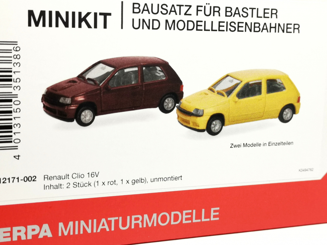 012171 Renault Clio 16V, Jaune/Rouge Etrusque Herpa