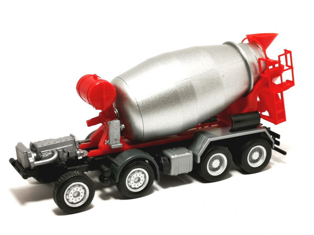 4a Fahrgestell mit Betonmischer (Mercedes-Benz), rot/silber Herpa