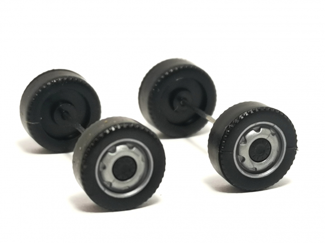 2x Radsatz für T6, silber/schwarz Herpa C208