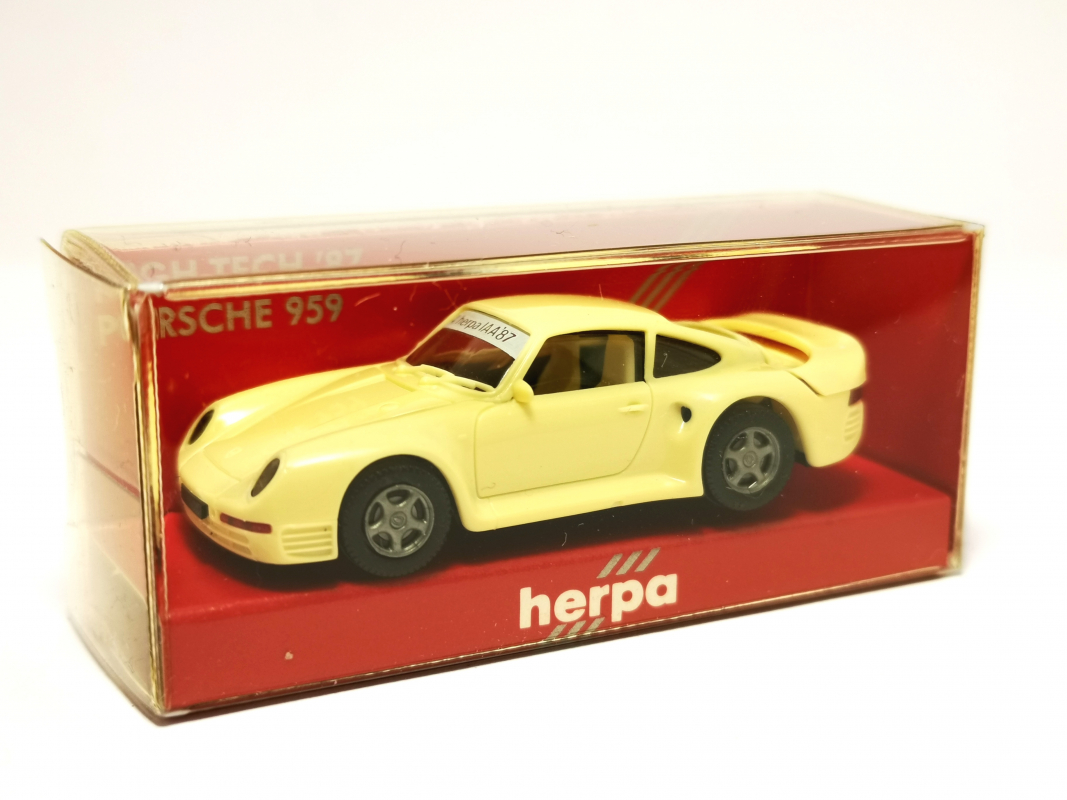 Porsche 959 HighTech, hellgelb 4. Spielwarenmesse 1987 Herpa