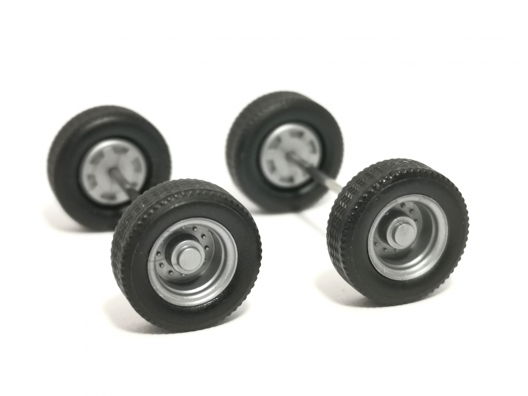 2x Achse für Anhänger, silber Herpa C257