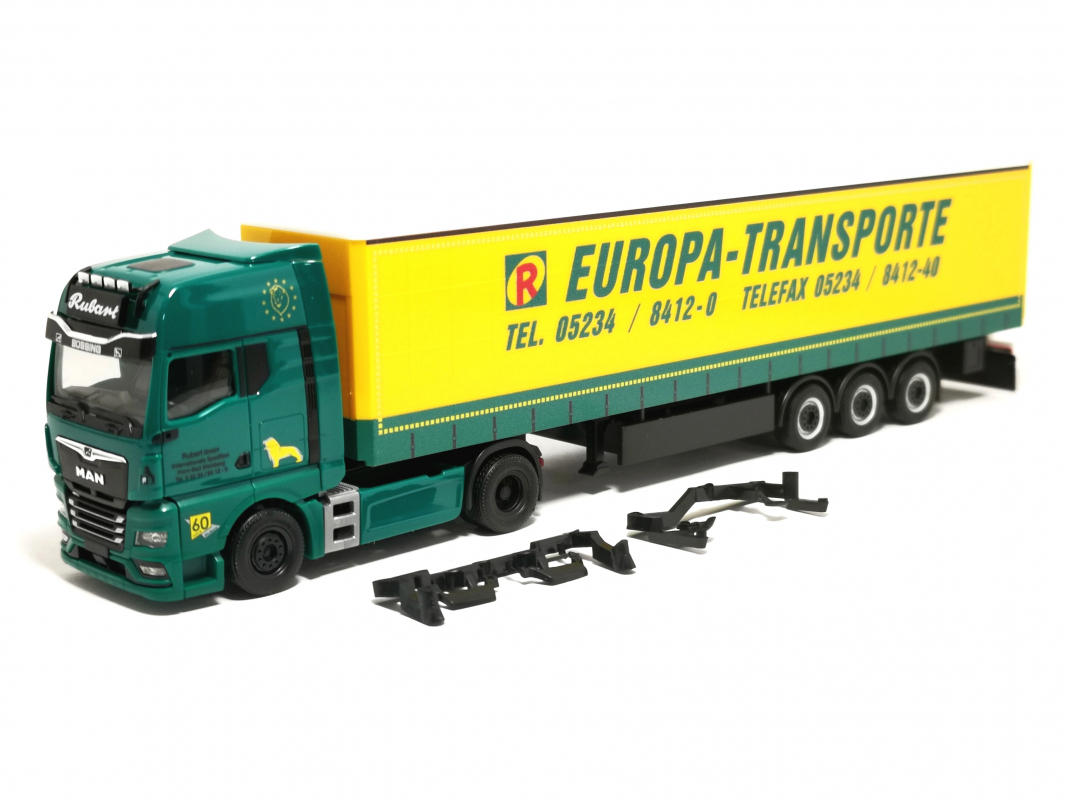 319874 MAN TGX GX Gardinenplanen-Sattelzug "Rubart Europa-Transporte" Herpa - SALE
