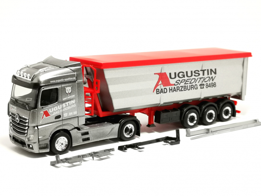 319614 Mercedes-Benz Actros Streamspace Stahlmulden-Sattelzug "Augustin Spedition" Herpa