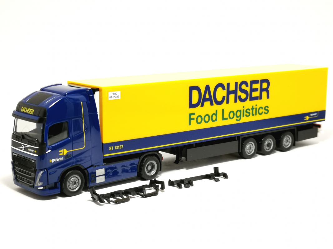 316798 Volvo FH GL XL 2020 Electric Kühlkoffer-Sattelzug "Dachser Food Logistics" Herpa