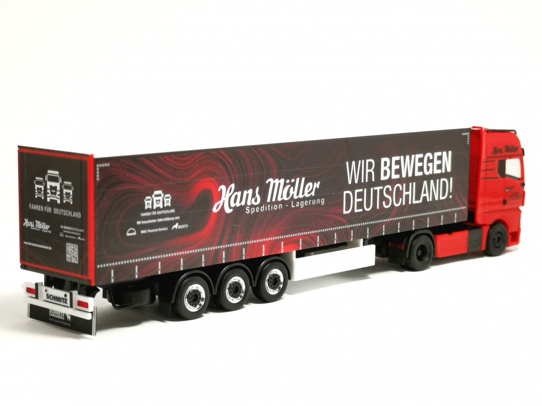 319669 MAN TGX GX Gardinenplanen-Sattelzug "Hans Möller / Wir bewegen Deutschland" Herpa