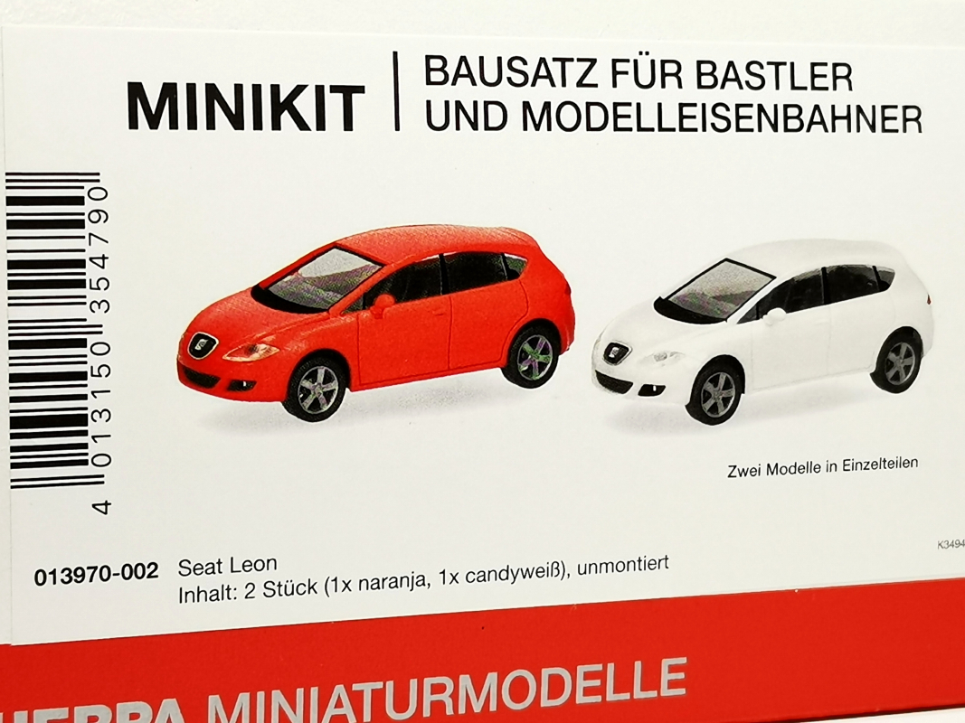 013970-002 Herpa MiniKit: Seat Leon, naranja/candyweiß (2 Stück) Herpa