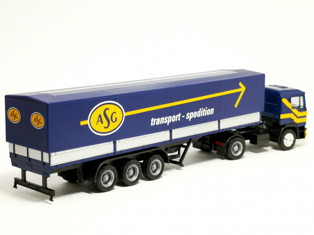 Preview: 319638 MAN F90 Planen-Sattelzug "ASG" (Schweden) Herpa