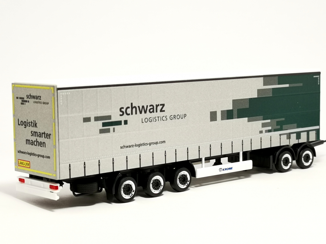 Gardinenplanen Auflieger + Dolly "Spedition Schwarz" Herpa