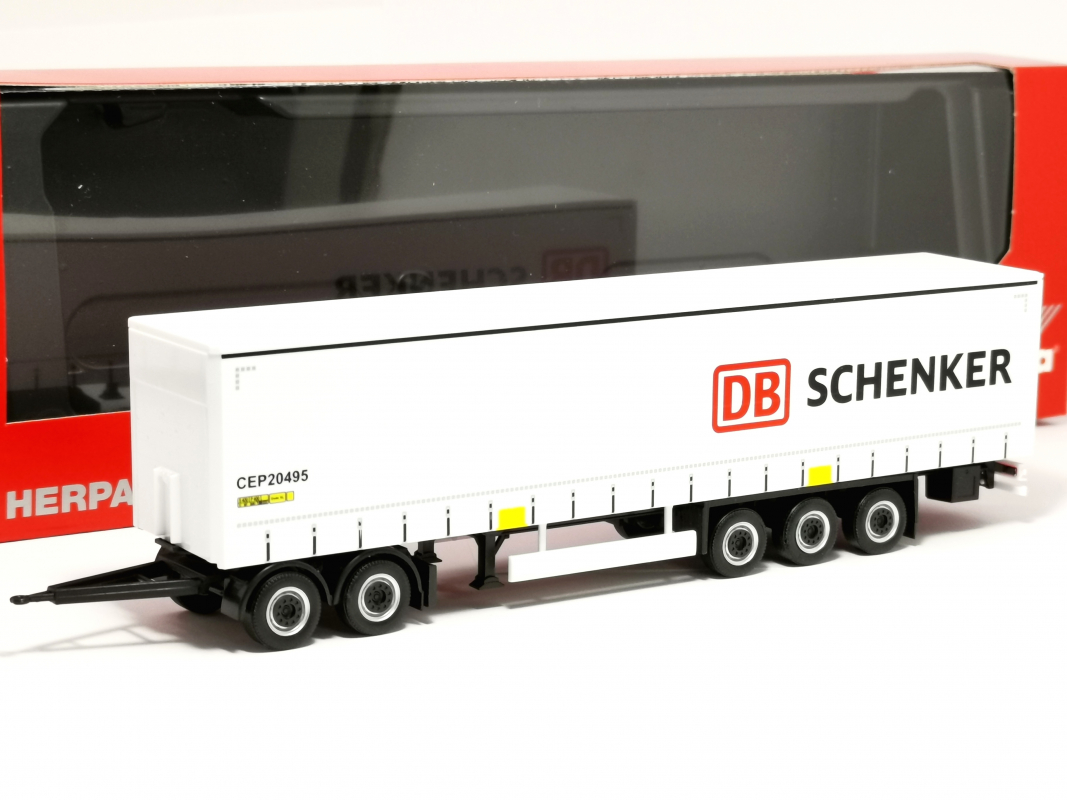 Gardinenplanen Auflieger 3a CEP20495 "DB Schenker" mit Dolly Herpa