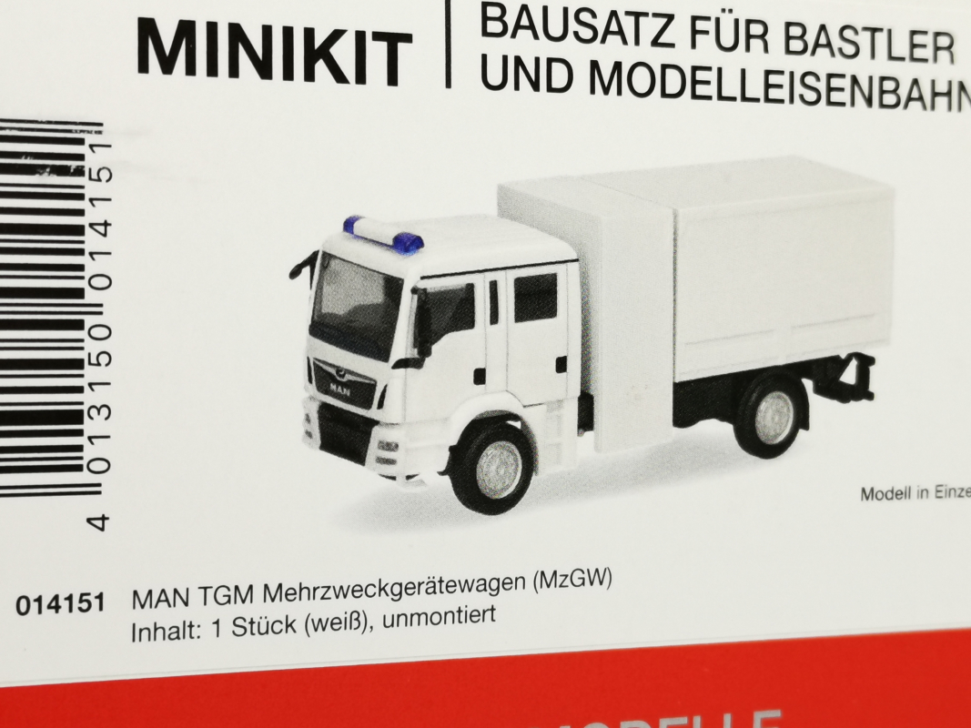 014151 MiniKit: MAN TGM Mehrzweckgerätewagen, weiß (1 Stück) Herpa