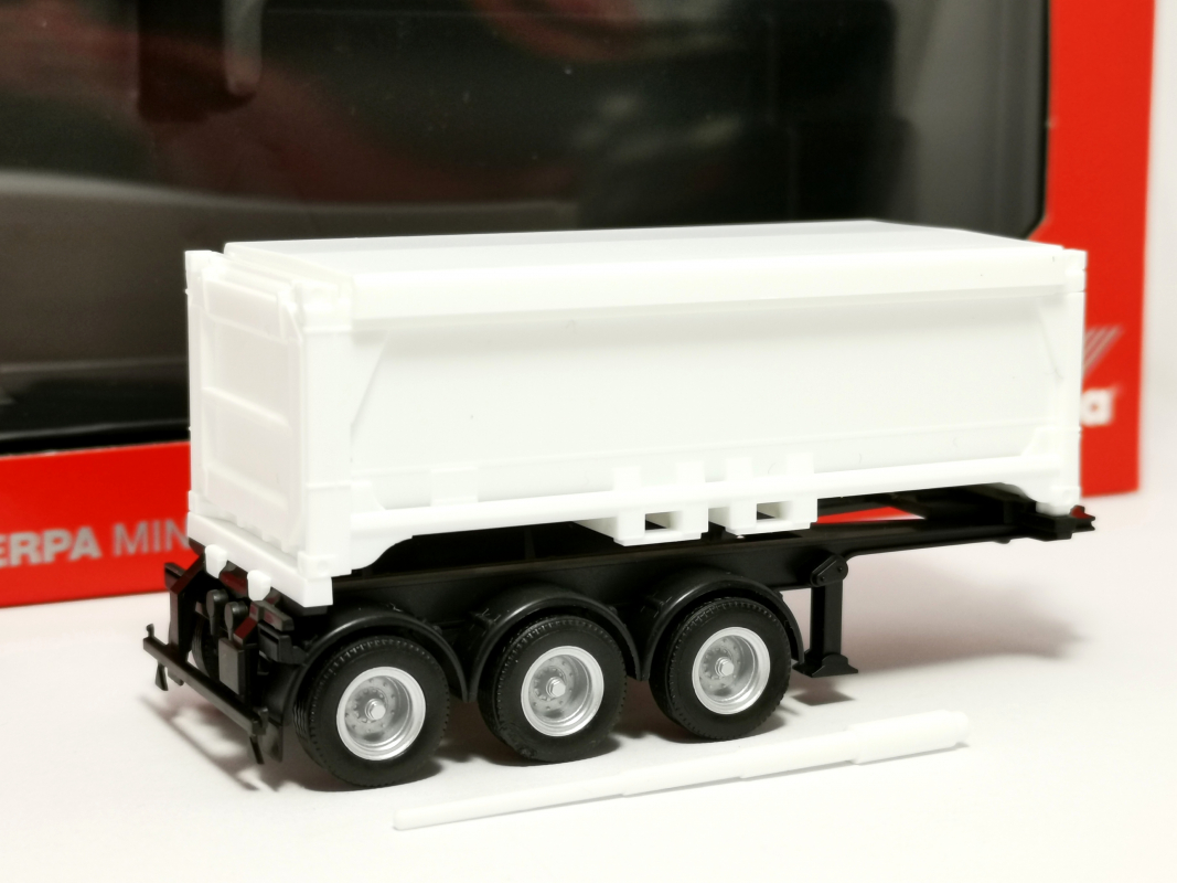 077101 Abraumcontainerauflieger 3achs, weiß Herpa
