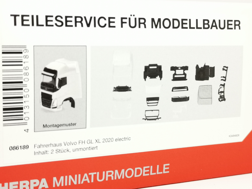 086189 Fahrerhaus Volvo FH GL XL electric (2 Stück) Herpa