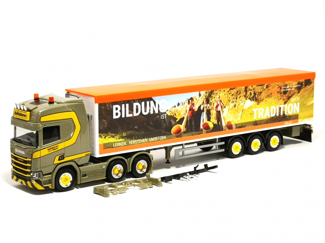 925396 Scania CR 20 Hochdach Schubboden-Sattelzug "Dornbierer" (CH) Herpa