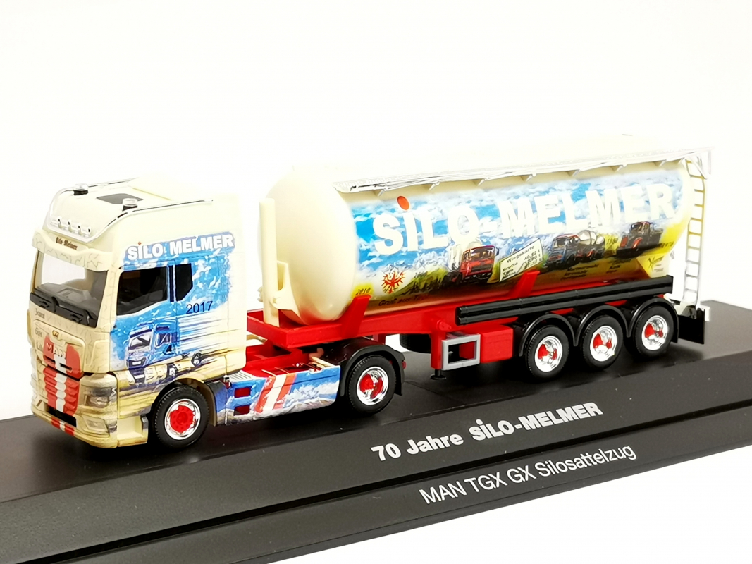 122320 MAN TGX GX Silo-Sattelzug "70 Jahre Silo Melmer" (Österreich) Herpa