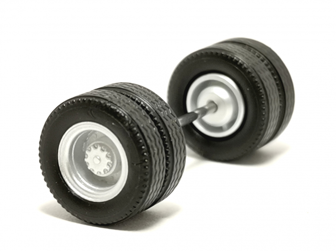 1x Radsatz für LKW Zwilling Medi, hellsilber Herpa C325