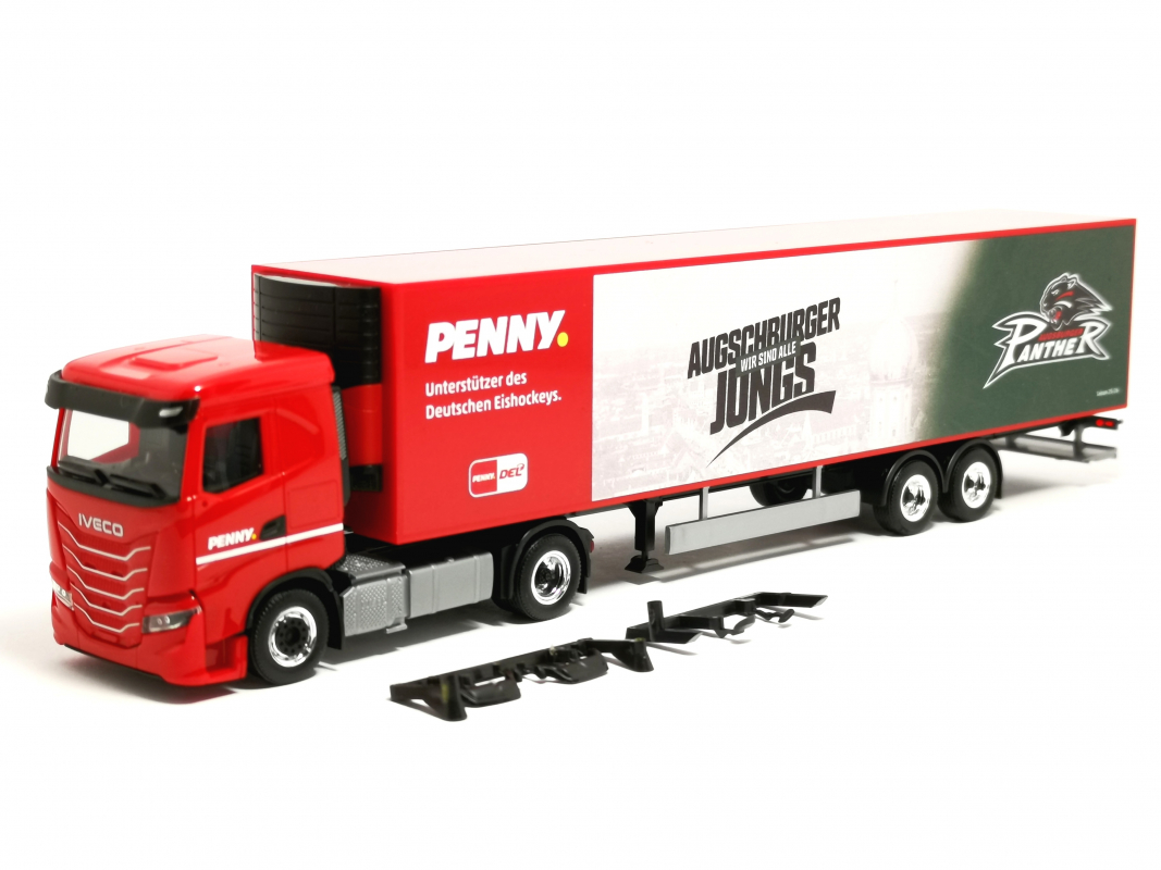 962001 Iveco S-Way Kühlkoffer-Sattelzug "PENNY DEL / Augsburger Panther" Herpa