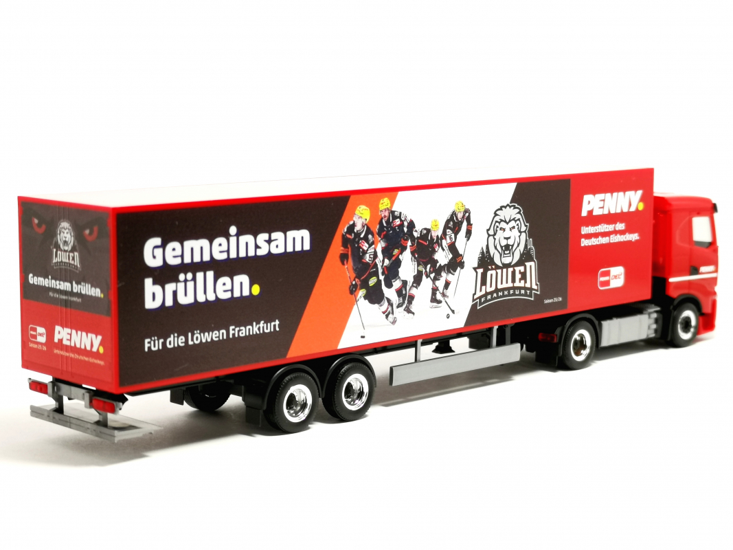 Preview: 962049 Iveco S-Way Kühlkoffer-Sattelzug "PENNY DEL / Löwen Frankfurt" Herpa