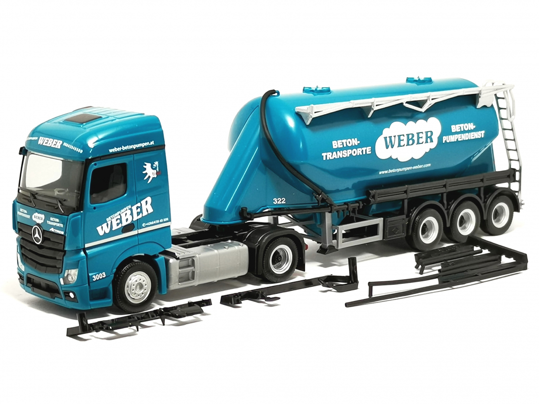 320351 Mercedes-Benz Actros '18 Streamspace Eutersilo-Sattelzug "Weber Betonpumpen" Herpa