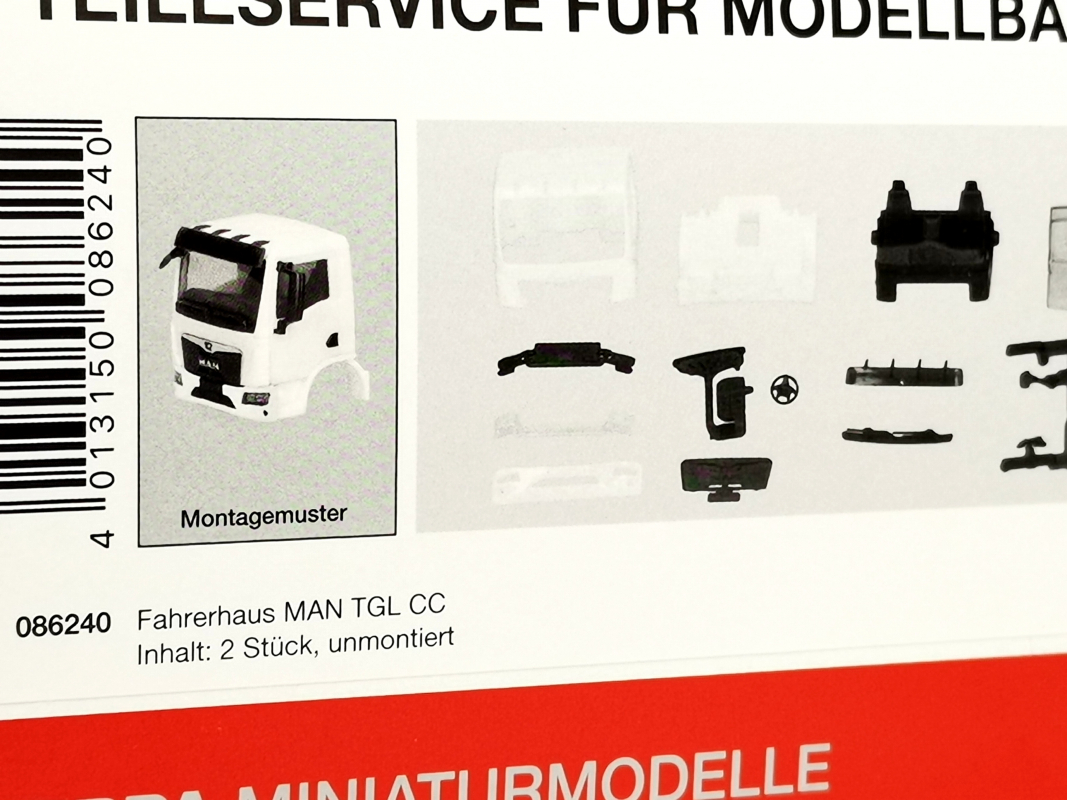 086240 Fahrerhaus MAN TGL CC, weiß (2 Stück) Herpa