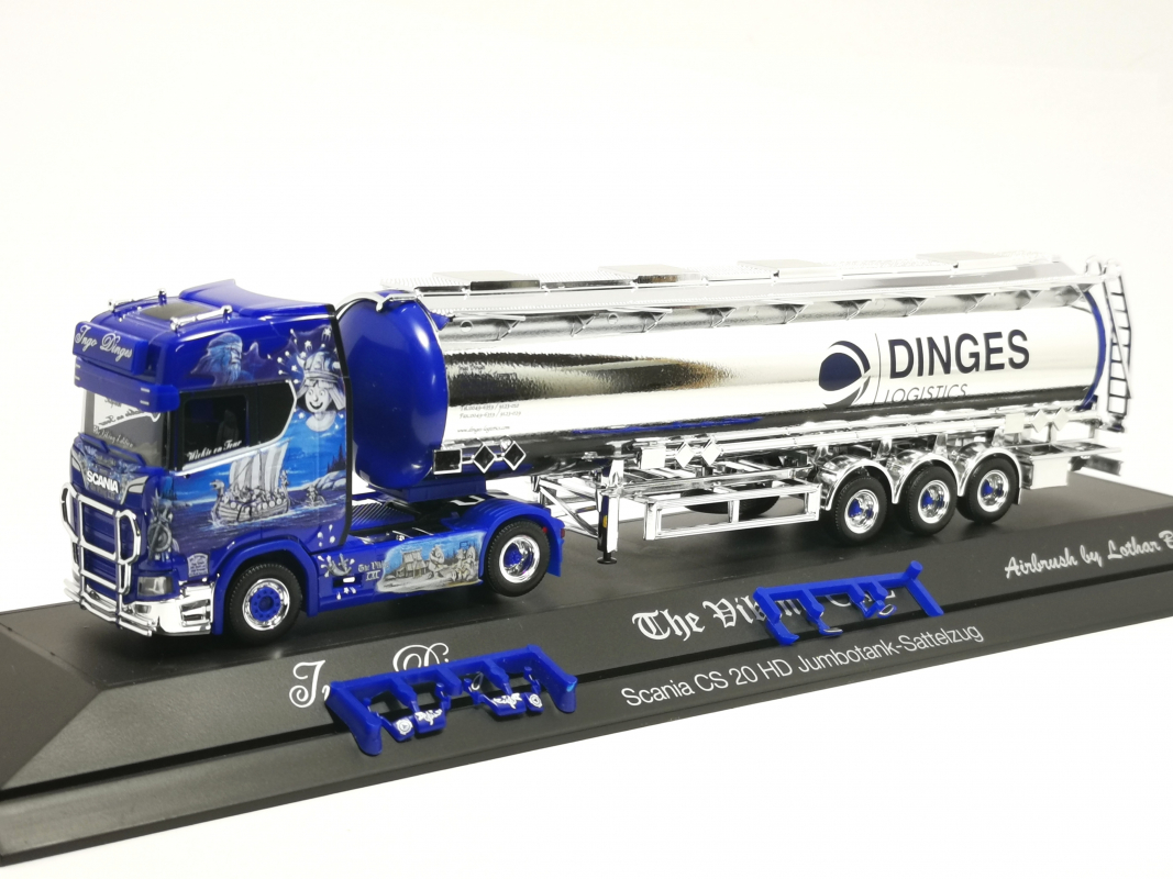 122344 Scania CS 20 HD Jumbochromtank-Sattelzug "Ingo Dinges/Wickie" Herpa