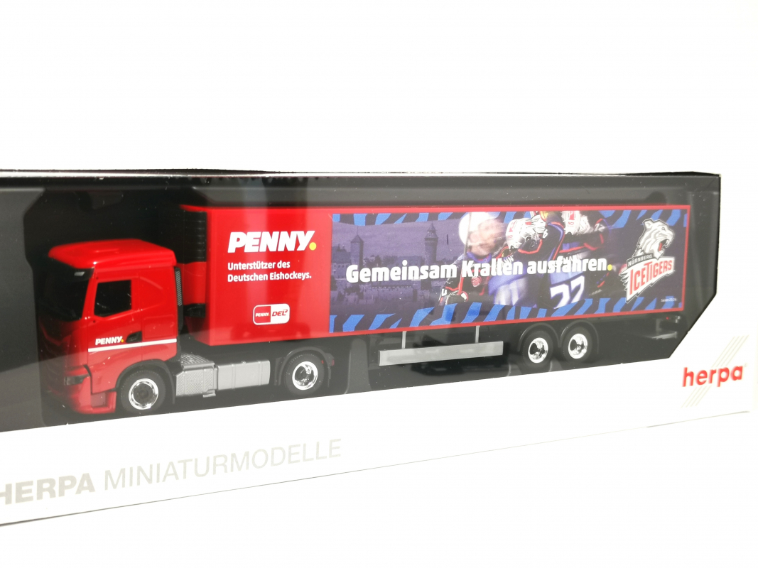 962100 Iveco S-Way Kühlkoffer-Sattelzug "PENNY DEL / Nürnberg Ice Tigers" Herpa