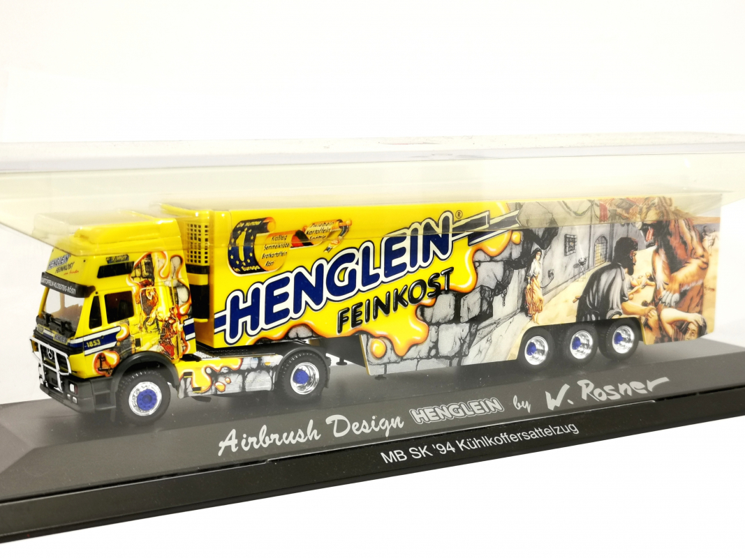 185738 Mercedes-Benz SK '94 Kühlkoffer-Sattelzug "Henglein" Herpa ohne Umverpackung