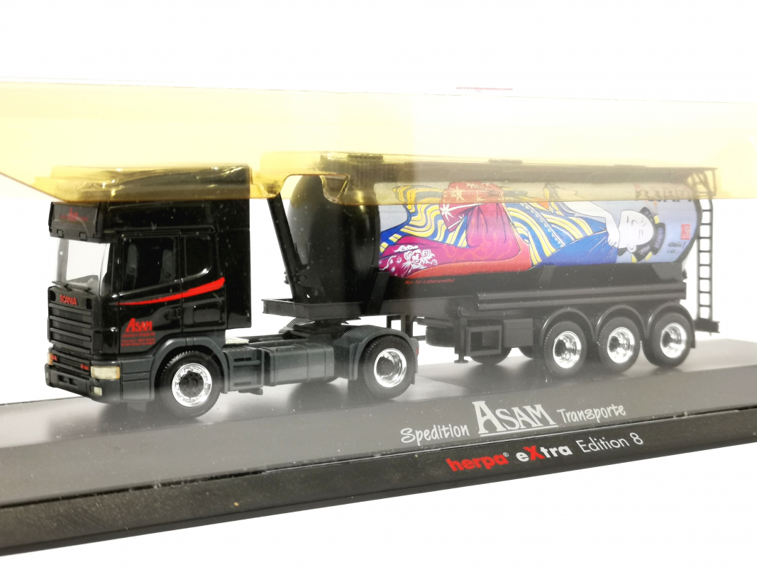 265140 Scania 164 L Silo Sattelzug "Spedition ASAM" Herpa ohne Umverpackung