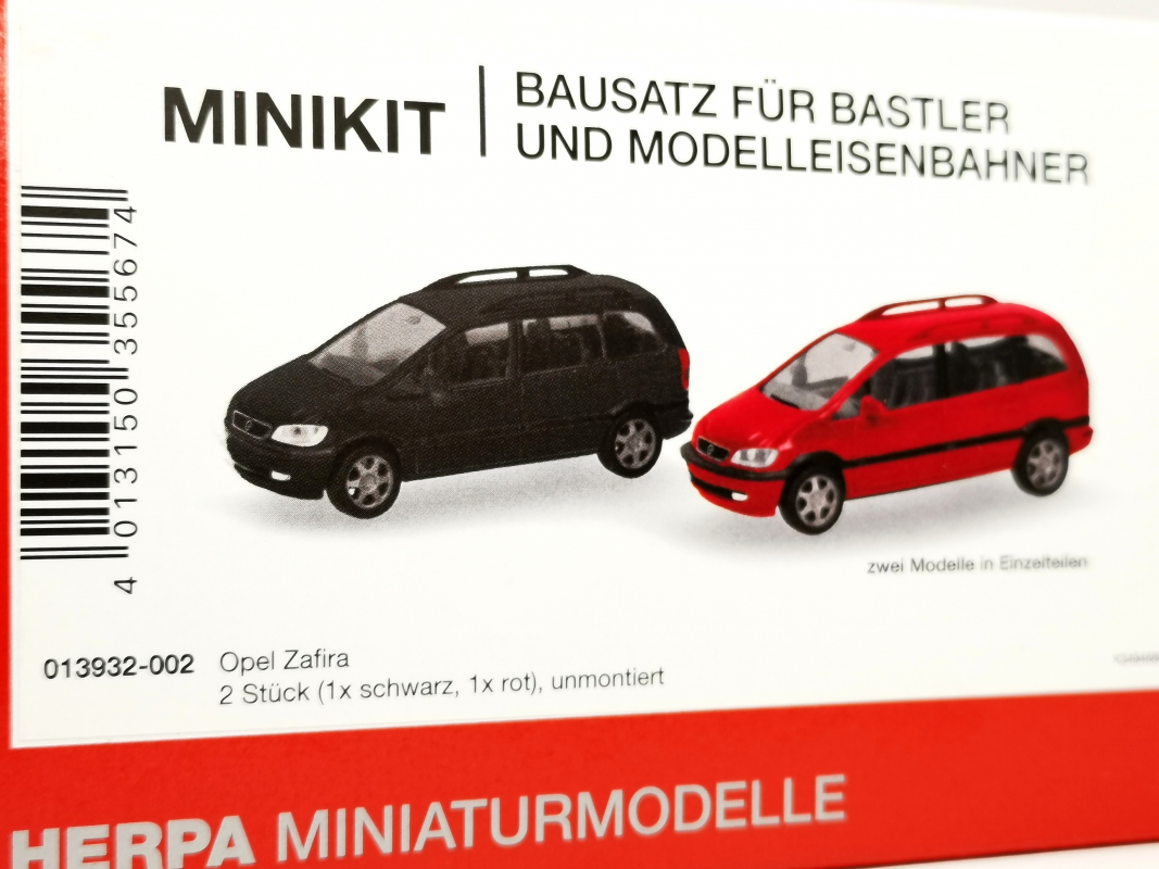 013932-002 Herpa MiniKit: Opel Zafira, schwarz und rot (2 Stück) Herpa