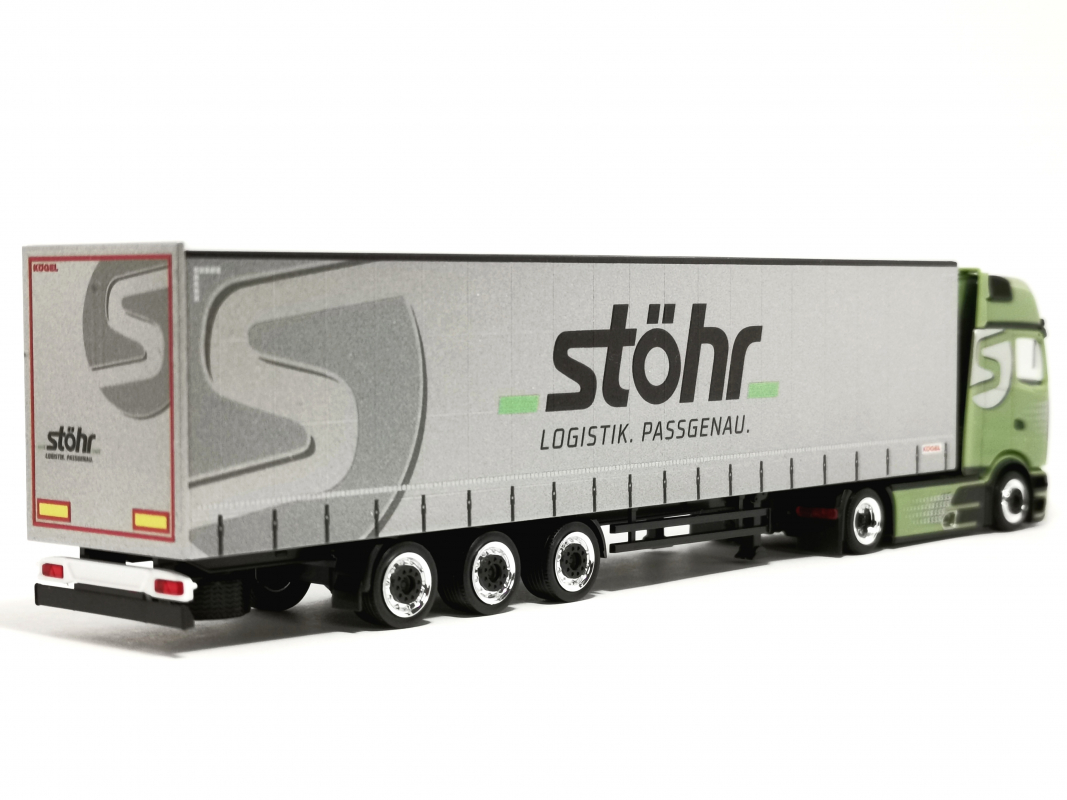 Preview: 320955 Mercedes-Benz Actros L ProCabin Gigaspace Volumenplanen-Sattelzug "Stöhr Logistik" Herpa