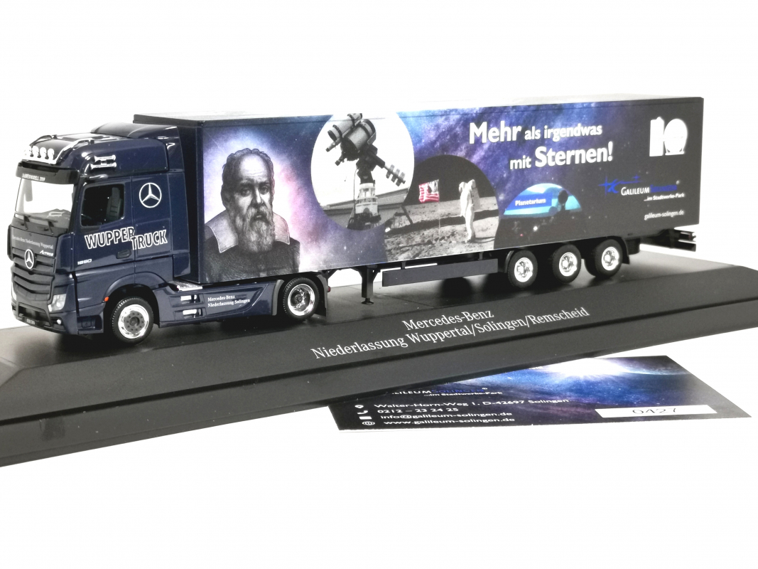 Mb Actros Bigspace´18 Lowliner Koffer Sattelzug "Galileum Solingen" Herpa 2019 PC