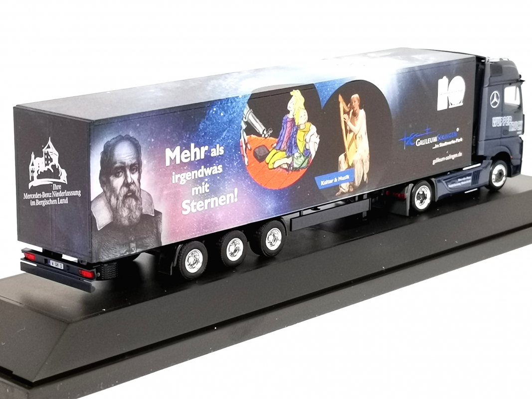 Preview: Mb Actros Bigspace´18 Lowliner Koffer Sattelzug "Galileum Solingen" Herpa 2019 PC