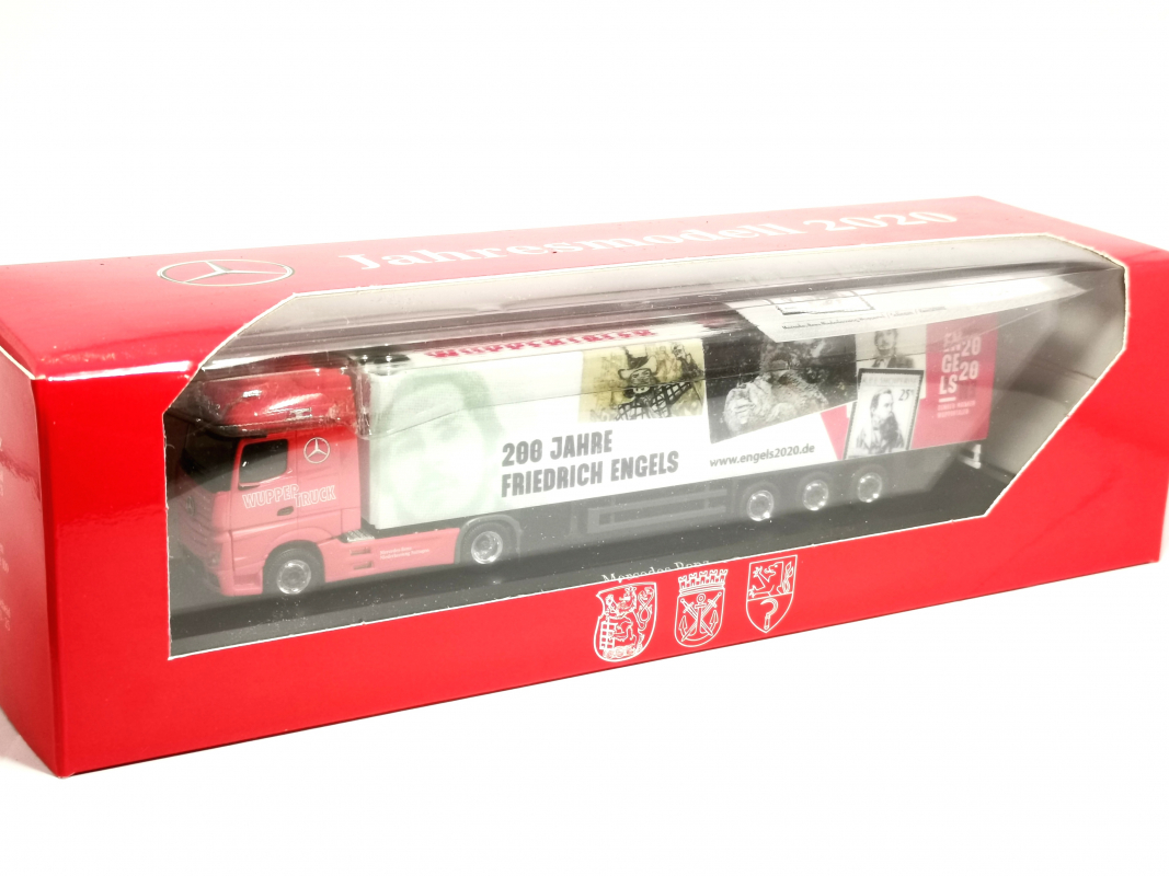 Preview: Mb Actros Bigspace´18 Koffer Sattelzug "200 Jahre Friedrich Engels" Herpa 2020 PC