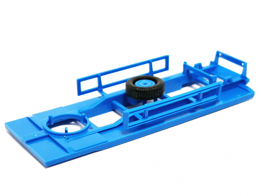 Preview: Abrollmulden Anhänger Fahrgestell, blau Herpa C492