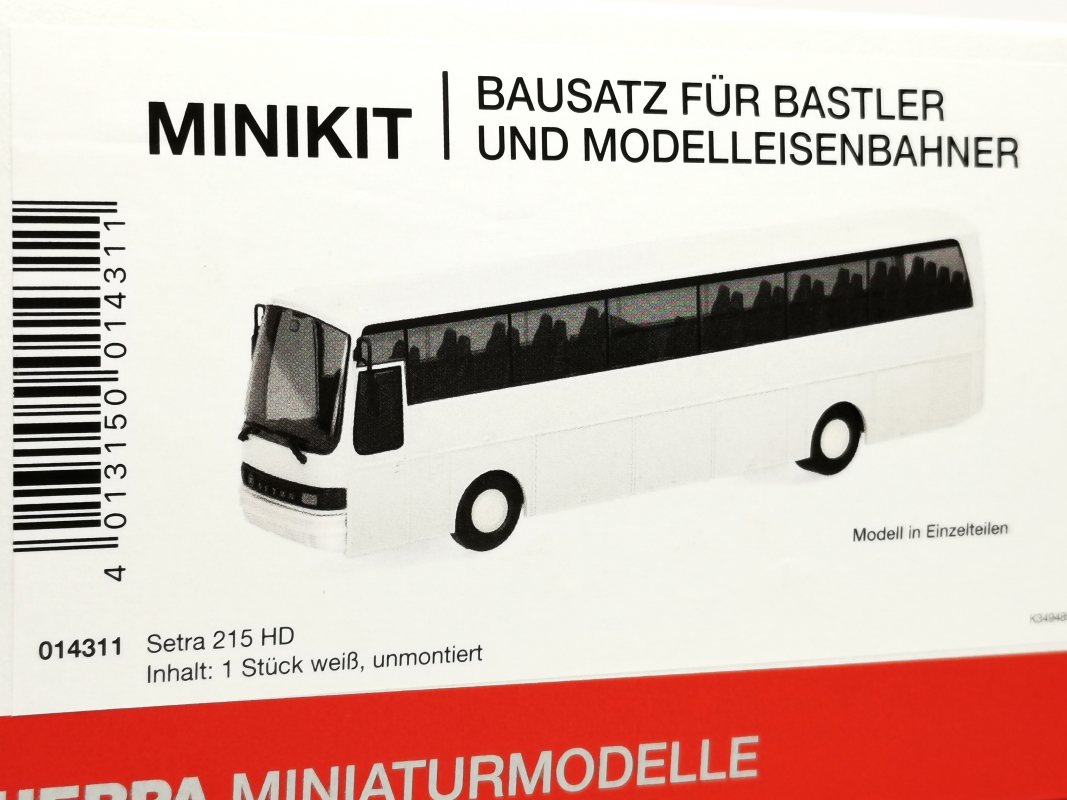 014311 Herpa MiniKit: Setra 215 HD, weiß (1 Stück) Herpa
