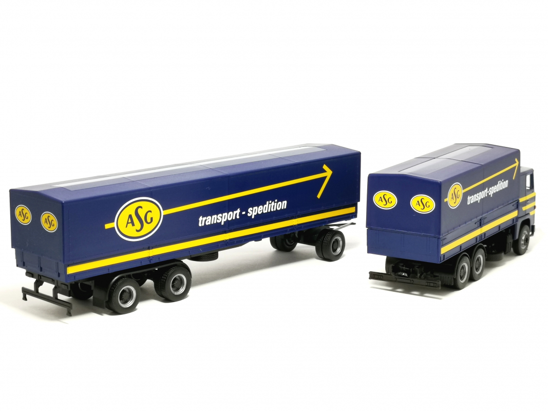 Preview: 320719 Scania 141 Planen-Hängerzug "ASG" (Schweden/Stockholm) (SE) Herpa