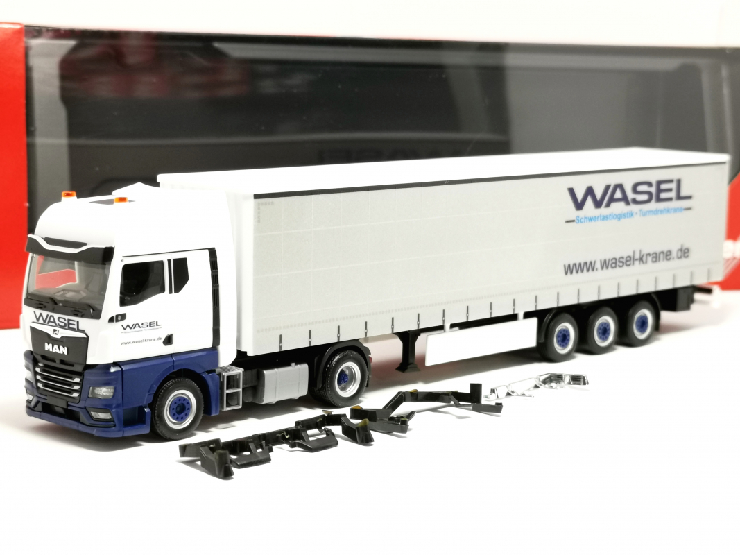 32125 MAN TGX GX Gardinenplanen-Sattelzug "Wasel" Herpa