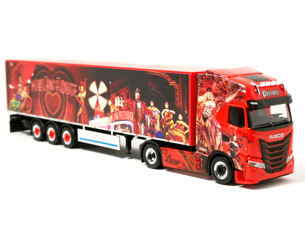 Preview: 320306 Iveco S-Way Schubboden-Sattelzug "Perrotti" (Italien) Herpa