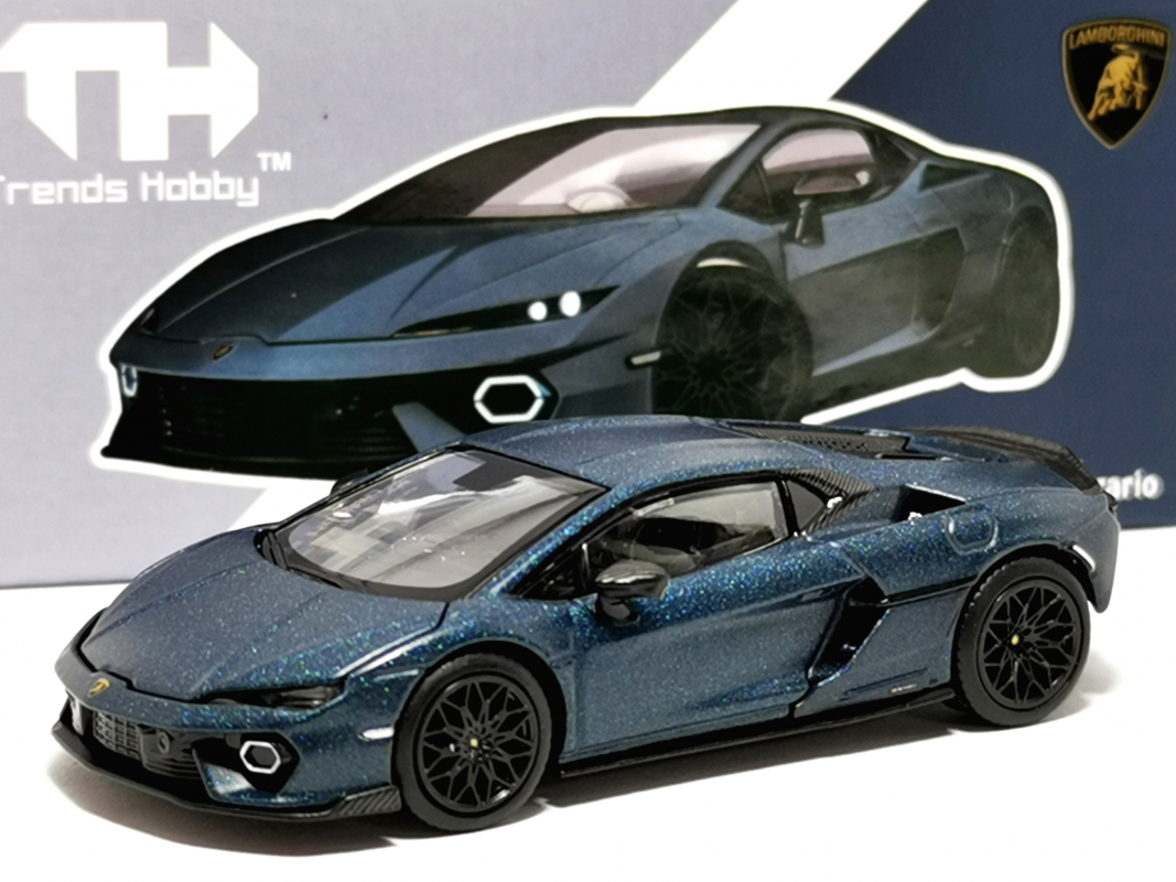 902464 Lamborghini Temerario- mattblau, Motorabdeckung abnehmbar Trends Hobby Maßstab 1:64