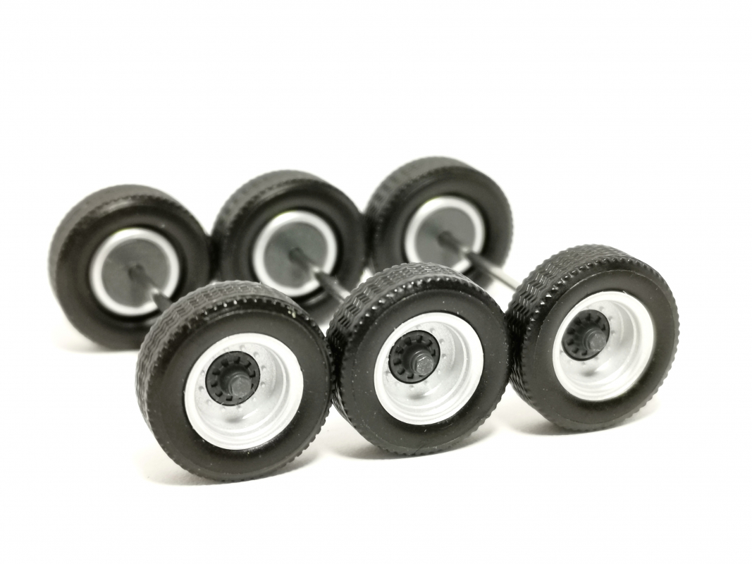 3x Radsatz Hänger Breitreifen, silber/schwarz C624