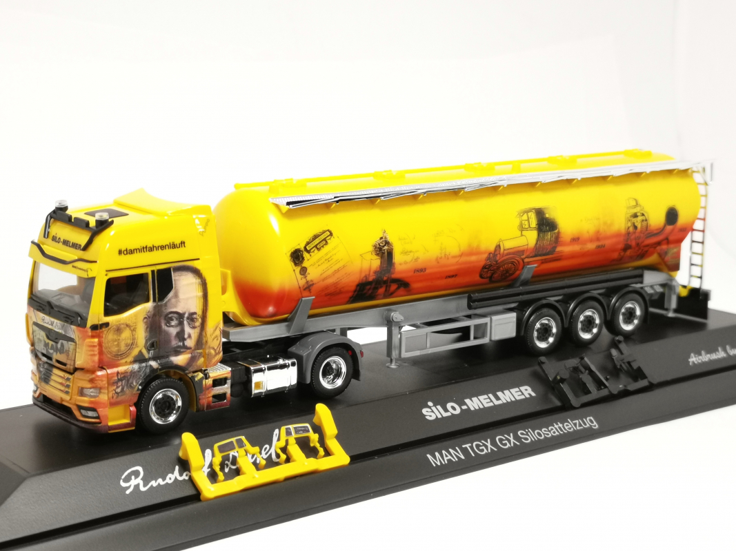 122351 MAN TGX GX Silo-Sattelzug "Silo Melmer/Rudolf Diesel" (Österreich/Imst) Herpa
