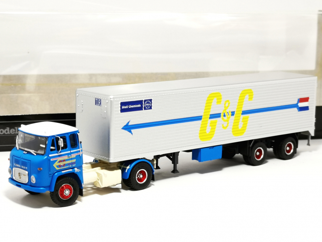 26222 Scania Vabis LB 76 Koffer-Sattelzug "Goedkoop & De Geus" (NL) Modellbau Schwarz