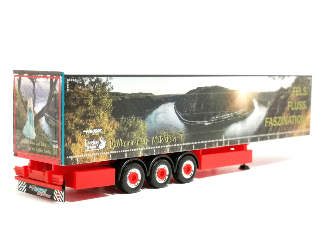 Gardinenplanen-Auflieger "Spedition Heuser/Faszination Loreley" Herpa